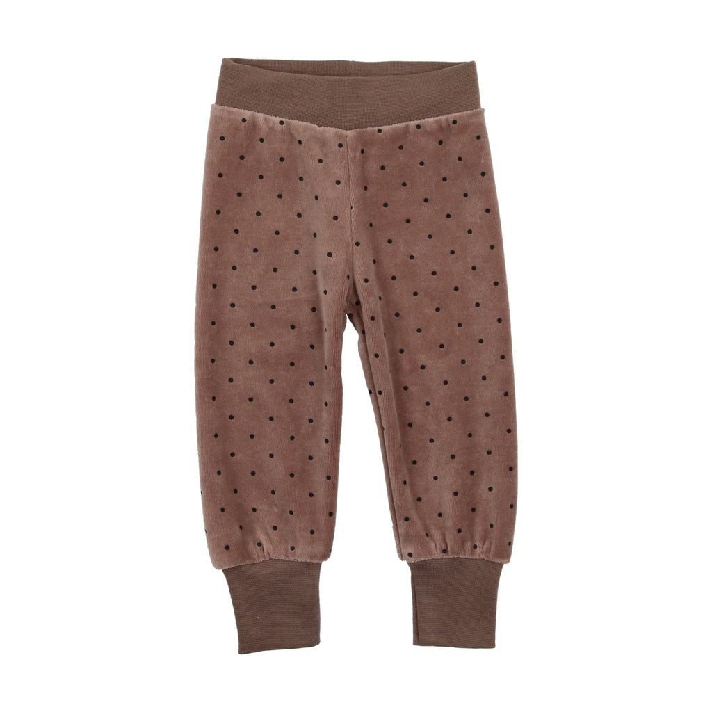 Analogie by Lil Legs Pants/Romper Jellybeanzkids Analogie Velour Sweatpants- Dotted Taupe