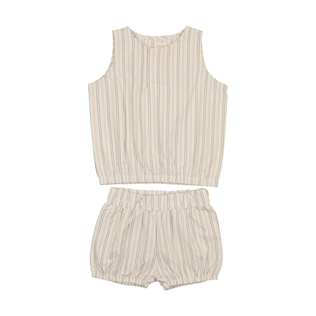 Analogie by Lil Legs Set Jellybeanzkids Analogie Linen Vest Set- Multi Stripe