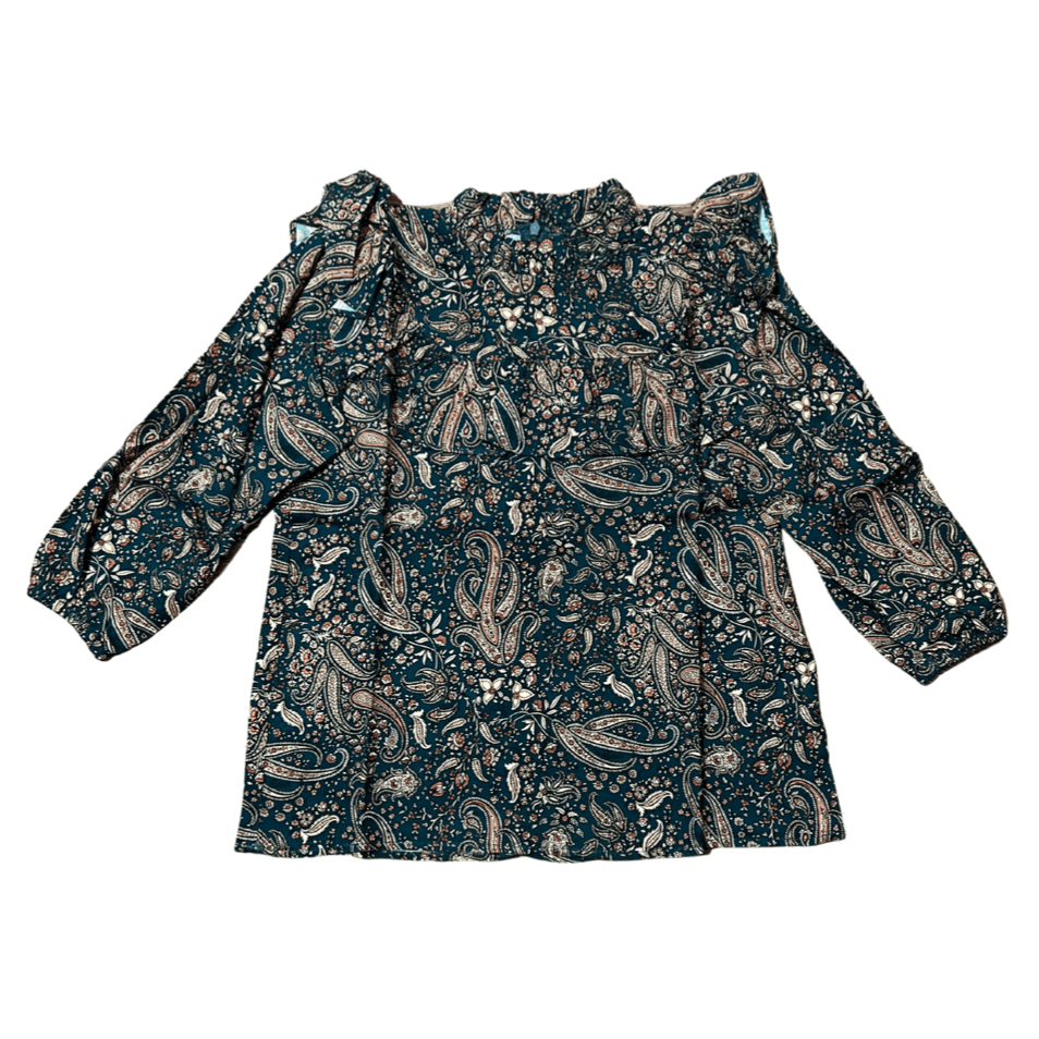 Atelier Parsmei Shirt Jellybeanzkids Atelier Parsmei Deep Teal Floral Fuzzy Blouse