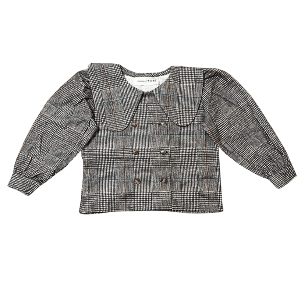 Atelier Parsmei Shirt Jellybeanzkids Atelier Parsmei Grey Glen Check Muskrat Blouse