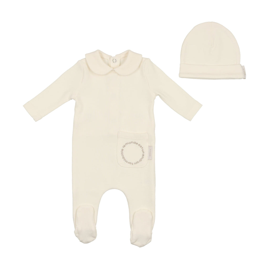 Bee&Dee footie Jellybeanzkids Bee & Dee Blossom Footie with Beanie- Ivory