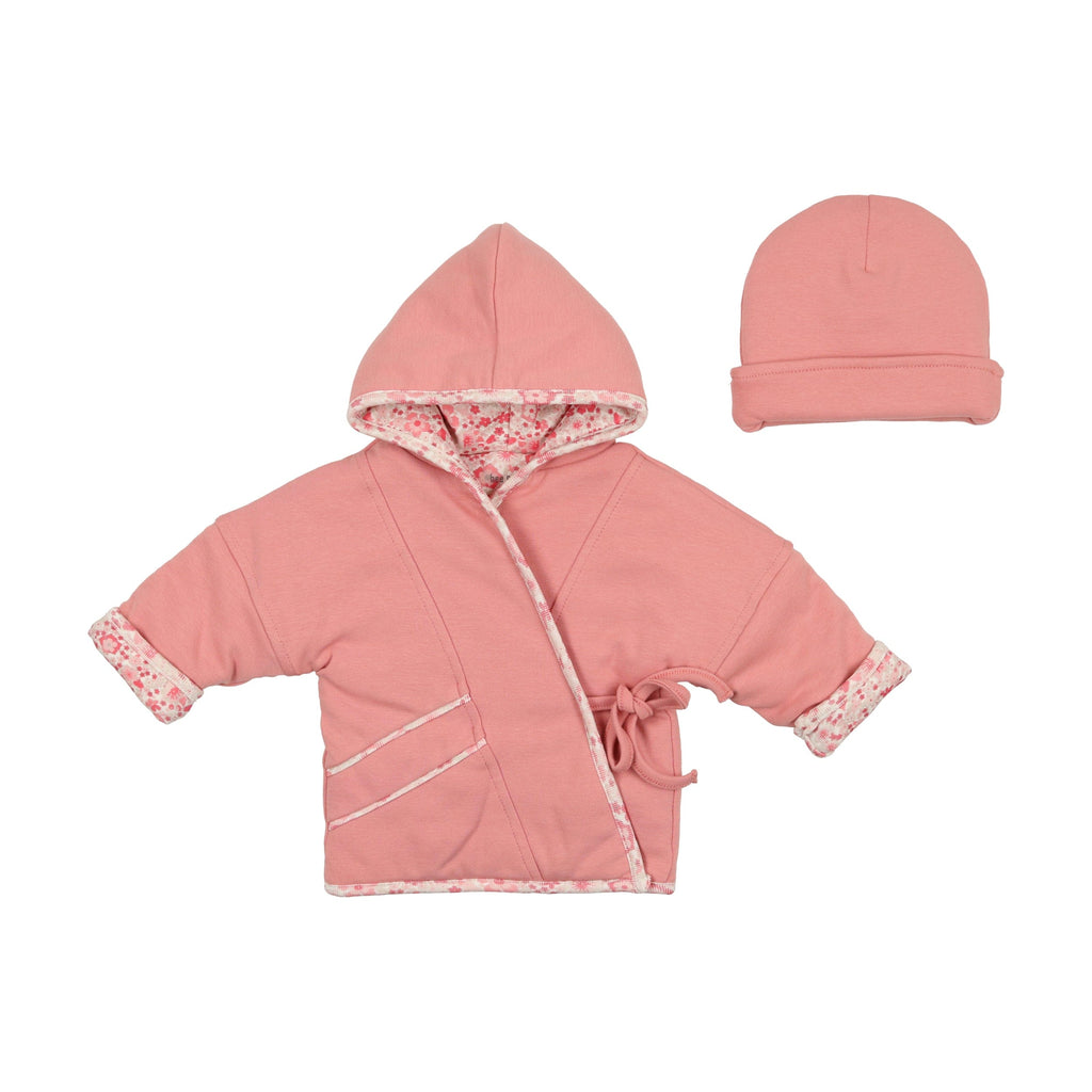 Bee&Dee Outerwear Jellybeanzkids Bee & Dee Kimono Hooded Jacket and Hat-Ditsy Pink
