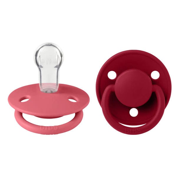 Bibs Accessories Jellybeanzkids Bibs DeLux Silicone Pacifier 2 Pack - Coral/Ruby