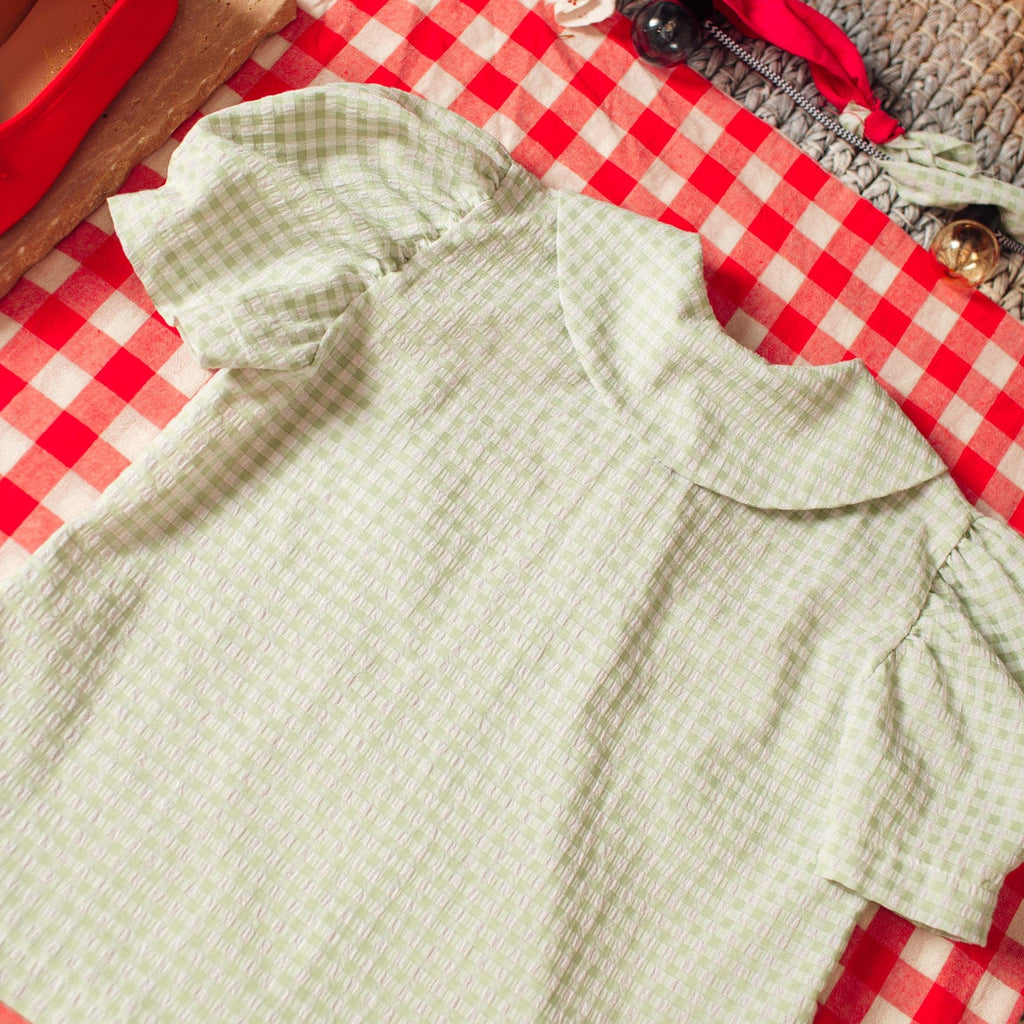 Birinit Petit Shirt Jellybeanzkids Birinit Green Gingham Embroidered Shirt