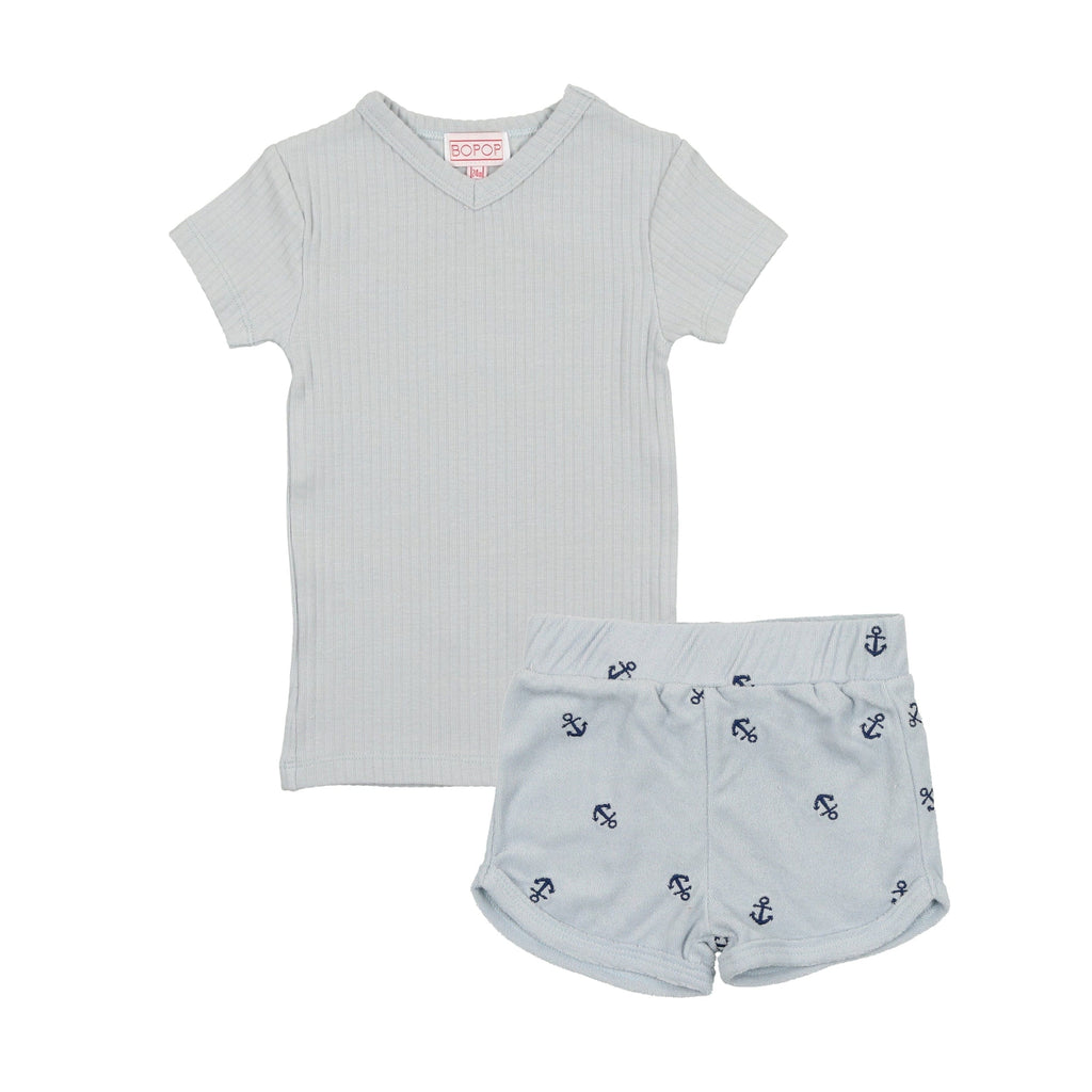 Bopop Pants/Romper Jellybeanzkids Bopop Anchor Shorts- Light Blue