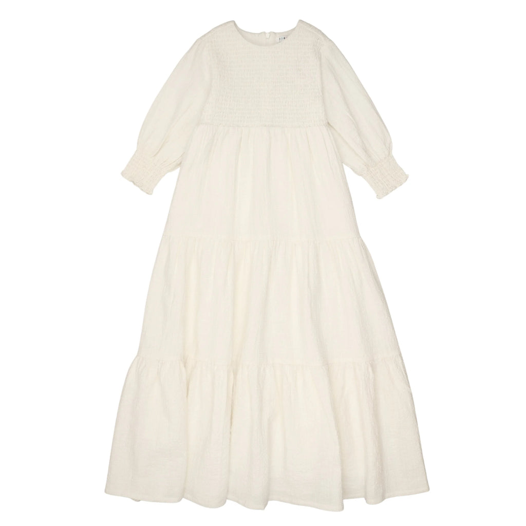 Coco Blanc Dress Jellybeanzkids Coco Blanc Smocked Robe- Cream