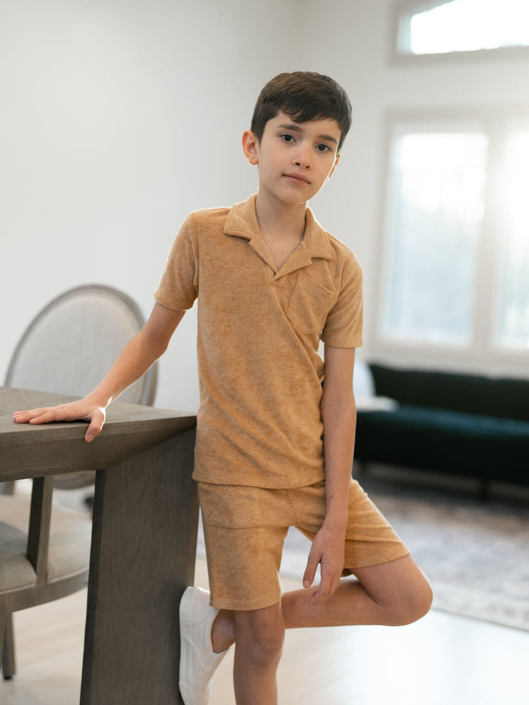Coco Blanc shorts Jellybeanzkids Coco Blanc Terry Shorts - Cognac