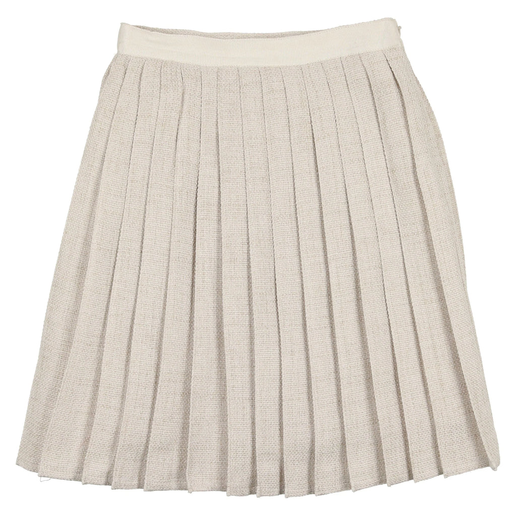Coco Blanc Skirt Jellybeanzkids Coco Blanc Pleated Woven Skirt-Oatmeal