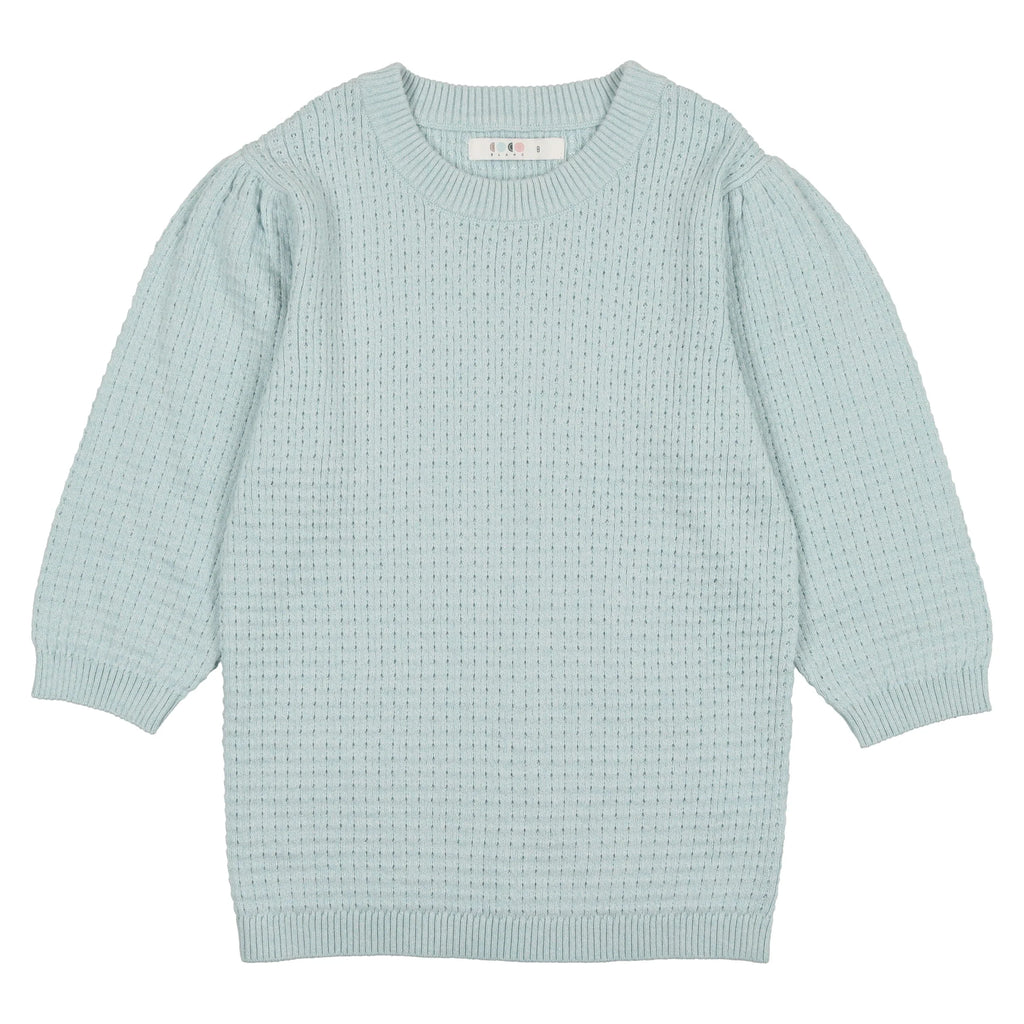 Coco Blanc Sweater Jellybeanzkids Coco Blanc 3/4 Sleeve Pointelle Sweater- Pale Blue
