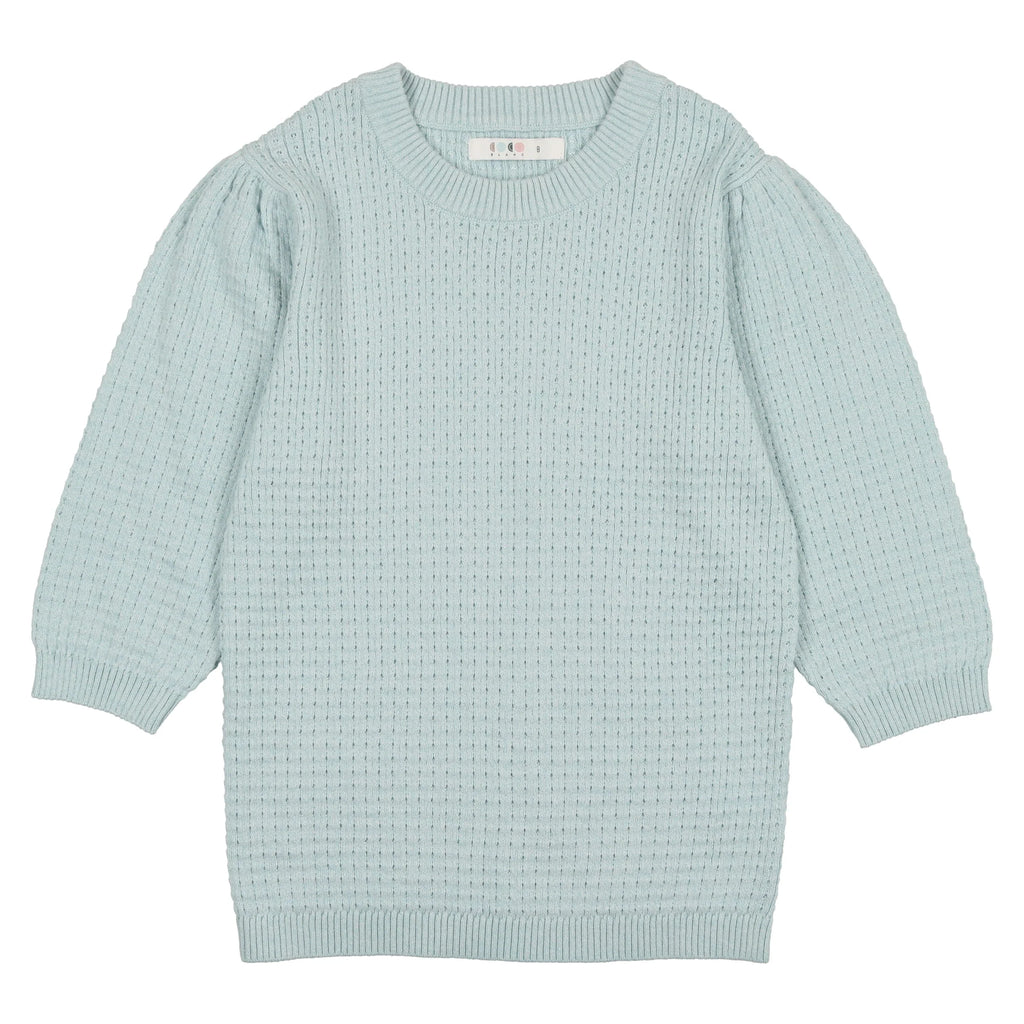 Coco Blanc Sweater Jellybeanzkids Coco Blanc 3/4 Sleeve Pointelle Sweater- Pale Blue
