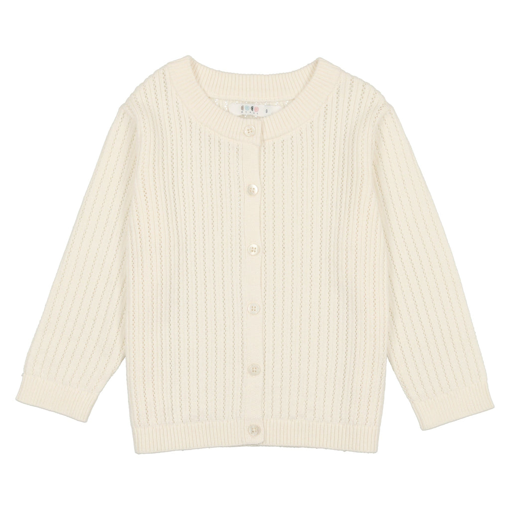 Coco Blanc Sweater Jellybeanzkids Coco Blanc Pointelle Cardigan - Cream