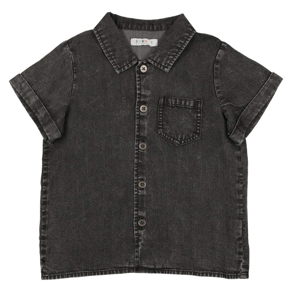 Coco Blanc T-shirt Jellybeanzkids Coco Blanc Boys Denim Shirt- Black Denim