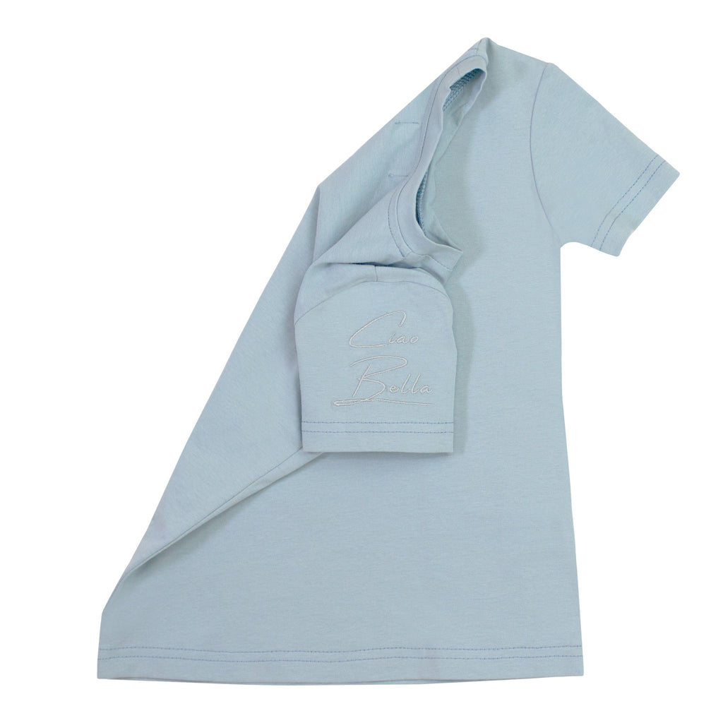 Crew T-shirt Jellybeanzkids Crew Embroidered Girls Top- Blue