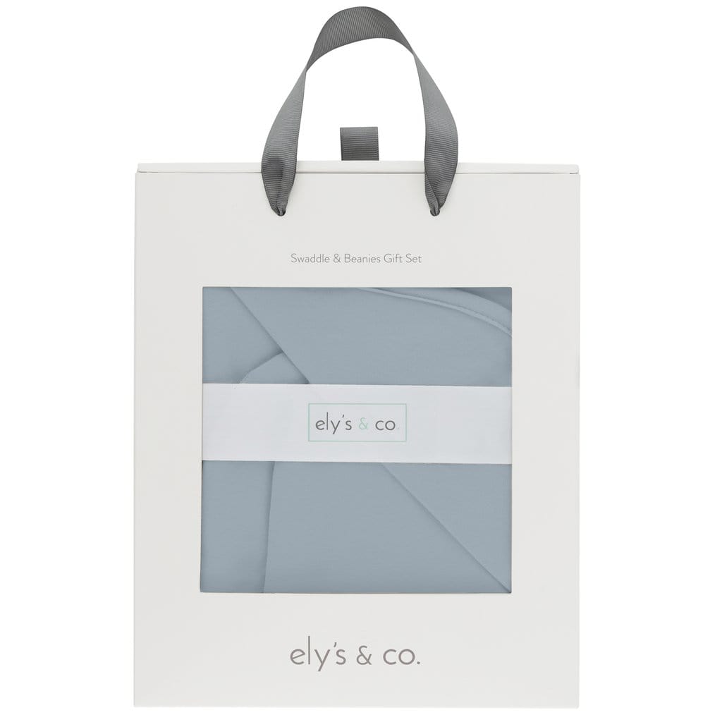 Ely's&Co. Accessories Jellybeanzkids Ely's & Co. Dusty Blue Swaddle & Beanie Gift Set OS