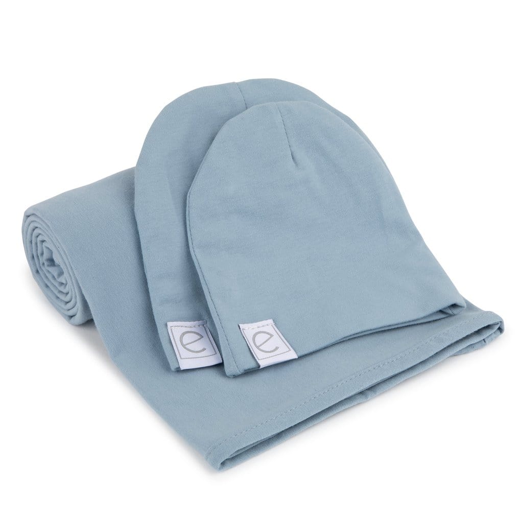 Ely's&Co. Accessories Jellybeanzkids Ely's & Co. Swaddle & Beanie Gift Set - Dusty Blue OS
