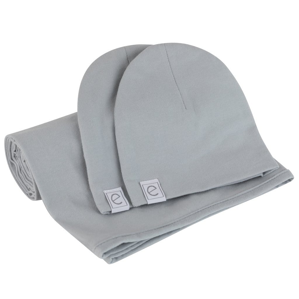 Ely's&Co. Accessories Jellybeanzkids Ely's & Co. Swaddle & Beanie Gift Set - Misty Blue OS