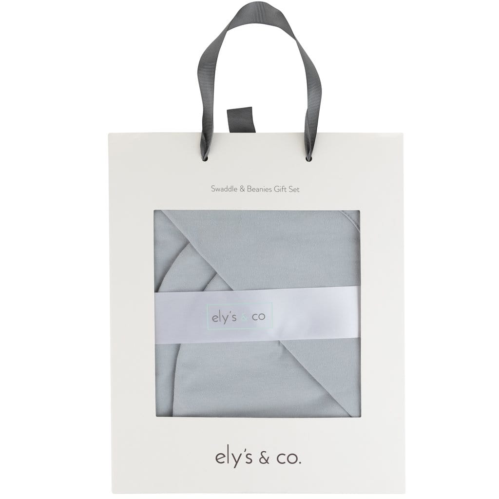 Ely's&Co. Accessories Jellybeanzkids Ely's & Co. Swaddle & Beanie Gift Set - Misty Blue OS