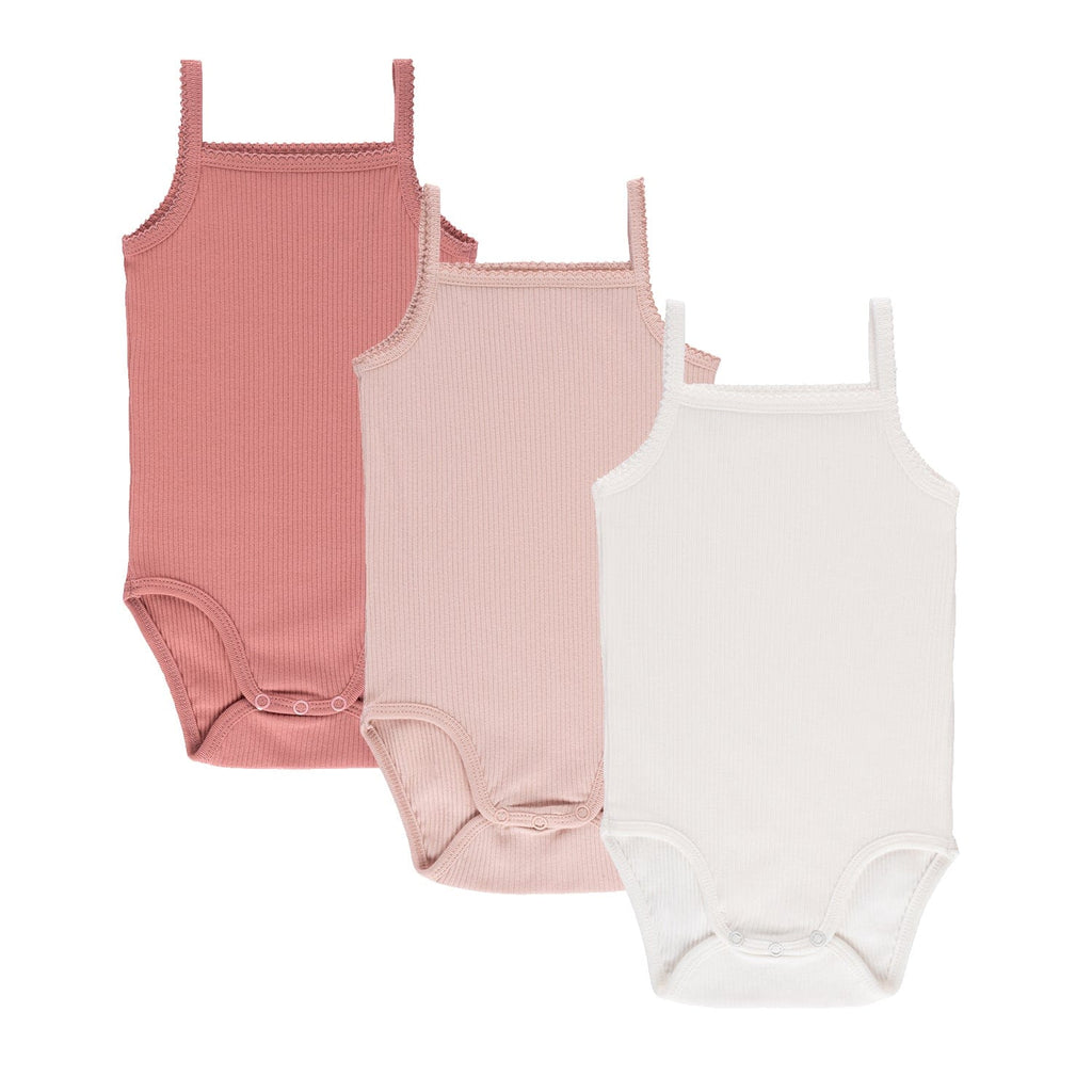 Ely's&Co. Underwear Jellybeanzkids Ely's 3 Pack Ribbed Strap Undershirts- Pink/Ivory