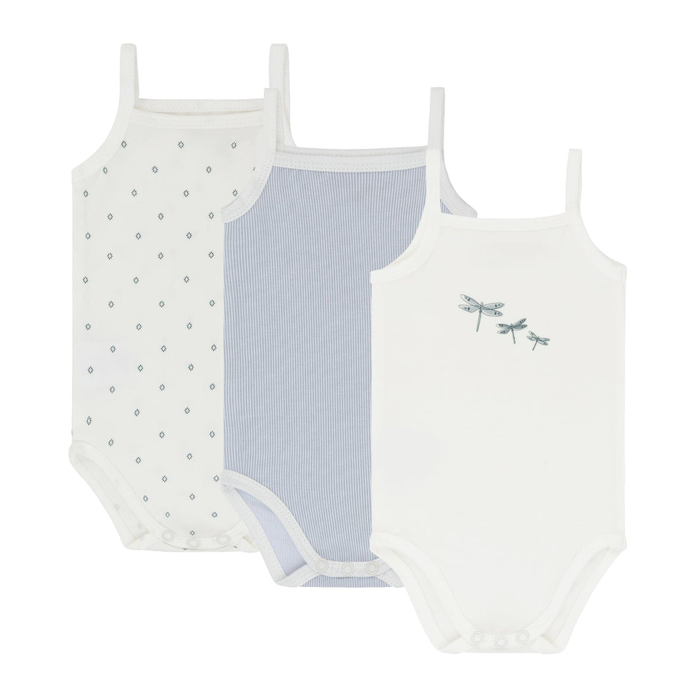 Ely's&Co. Underwear Jellybeanzkids Ely's 3 Pack Ribbed Tank Undershirts- Blue Printed