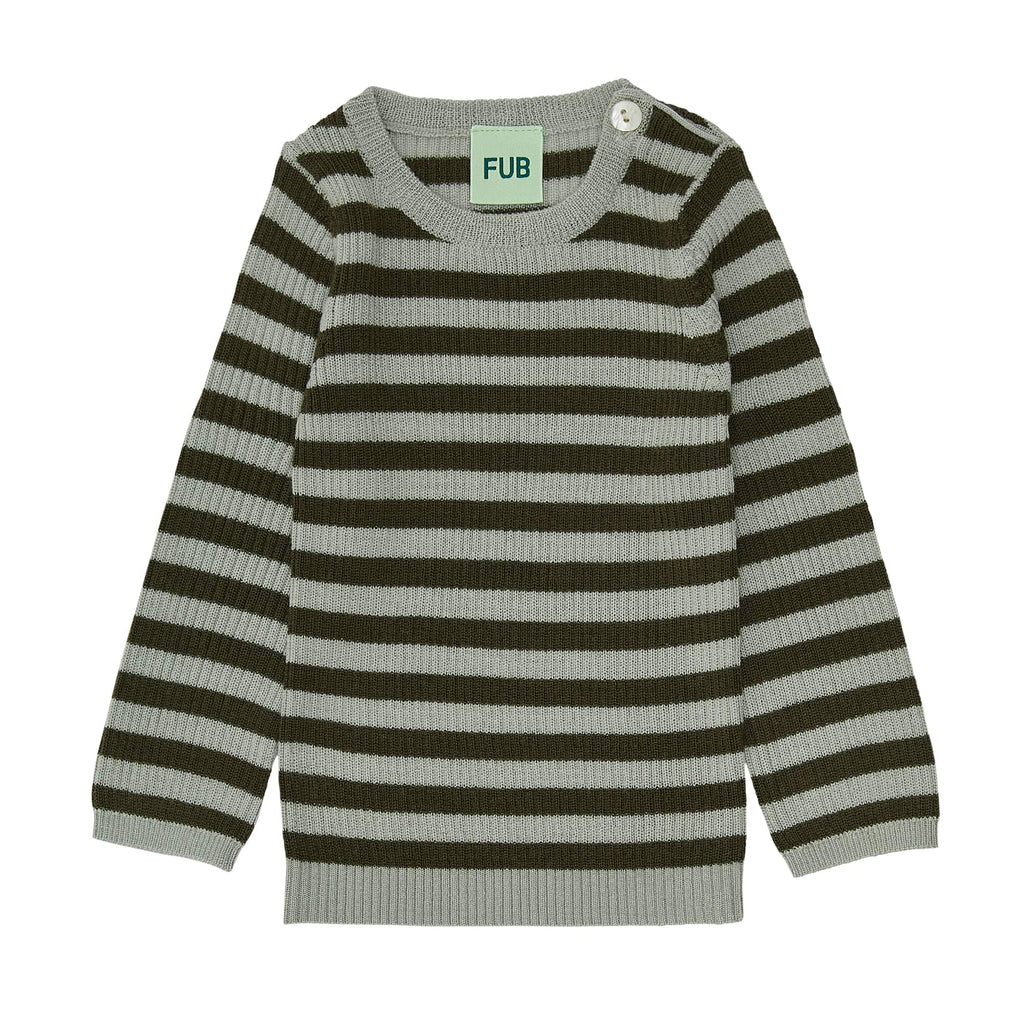 FUB Sweater Jellybeanzkids FUB Baby Sage/Forest Green Striped Ribbed Sweater