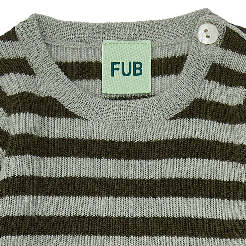 FUB Sweater Jellybeanzkids FUB Baby Sage/Forest Green Striped Ribbed Sweater