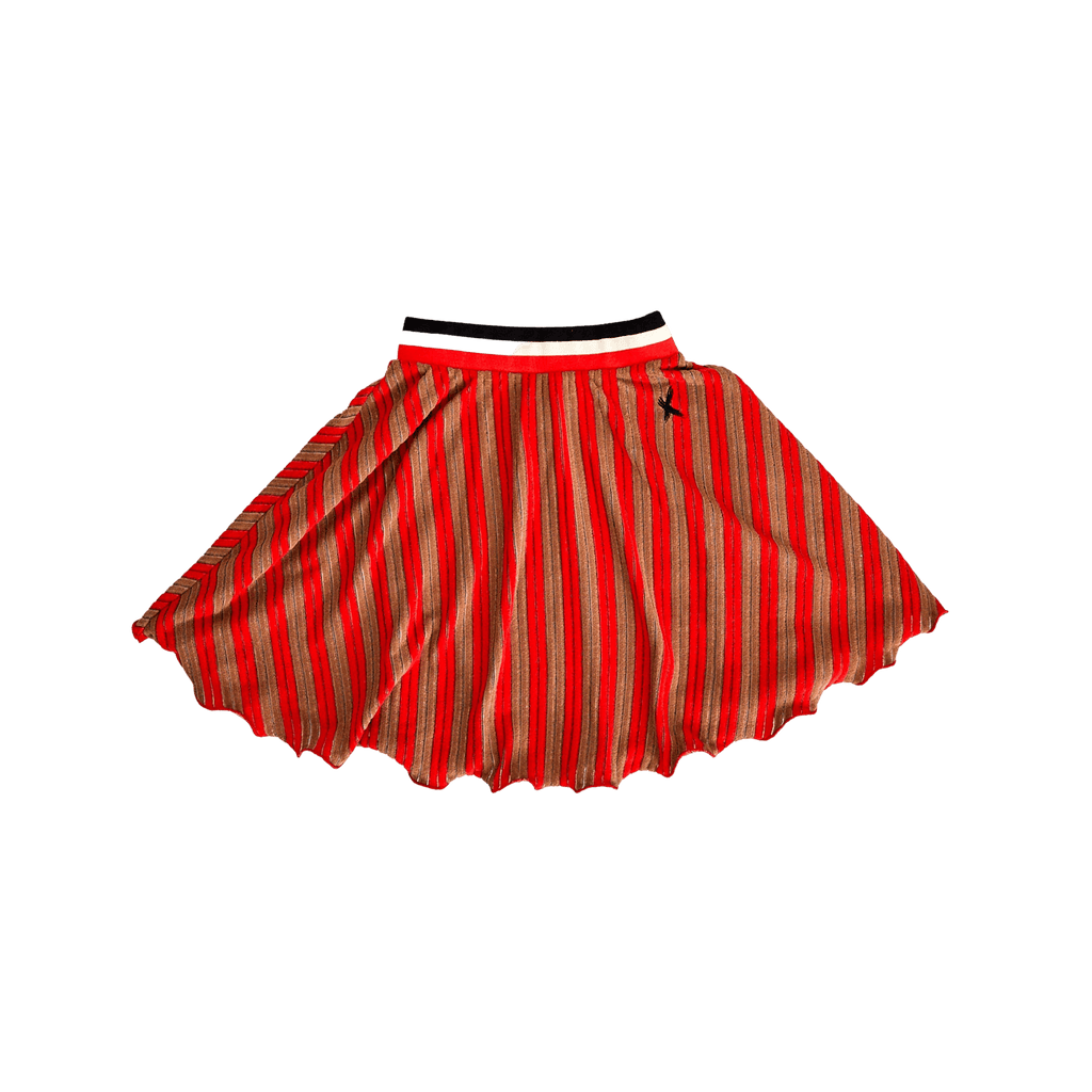 Hey Kid Skirt Jellybeanzkids Hey Kid Red & Brown Striped Terry Skirt with Ruffled Edges