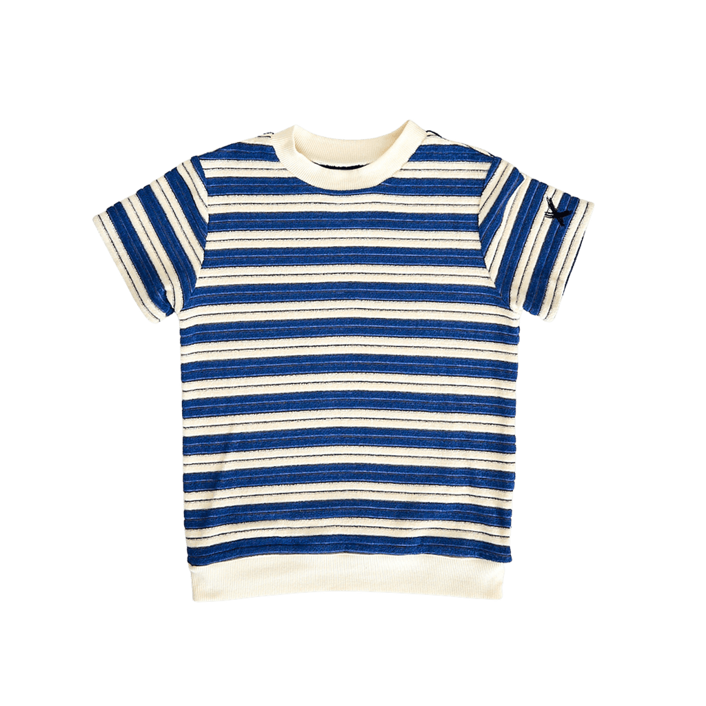 Hey Kid T-shirt Jellybeanzkids Hey Kid Blue & Ivory Striped Terry Top