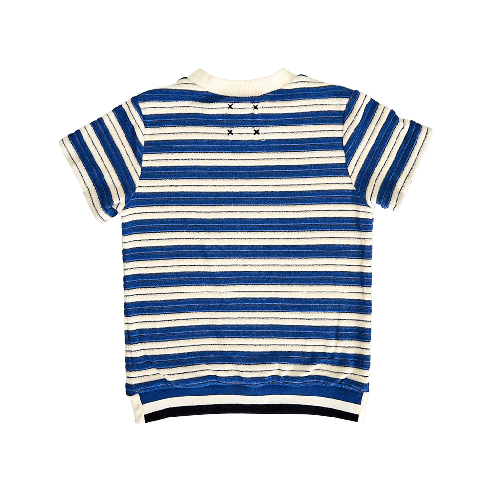 Hey Kid T-shirt Jellybeanzkids Hey Kid Blue & Ivory Striped Terry Top
