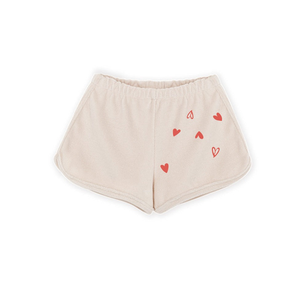 Kids On The Moon shorts Jellybeanzkids Kids On The Moon French Terry Heart Shorts-Beige
