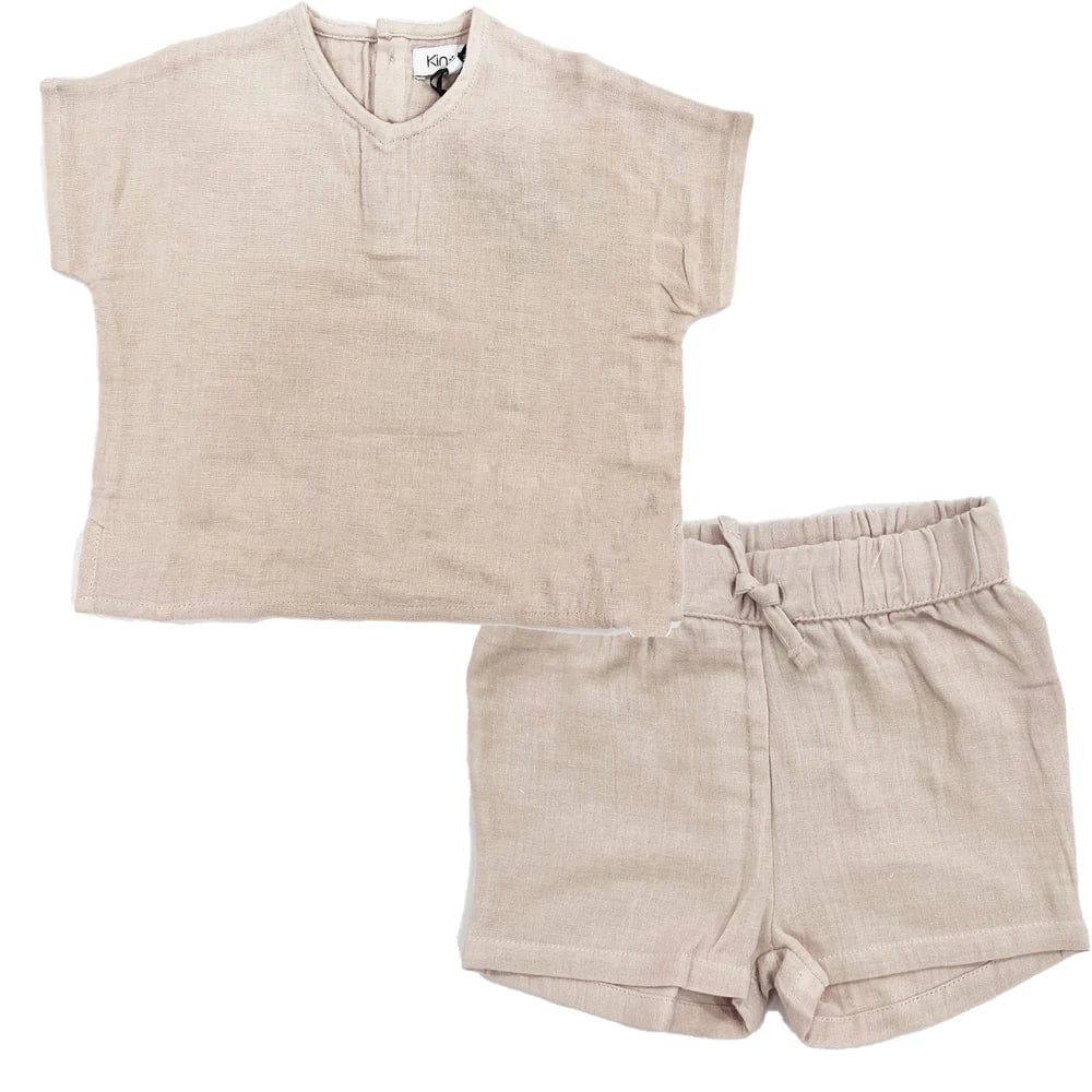 Kin+Kin Set Jellybeanzkids Kin & Kin V Neck Set- Oatmeal