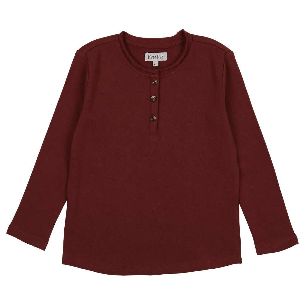 Kin+Kin Skirt Jellybeanzkids Kin+ Kin Fitted Henley- Scarlet