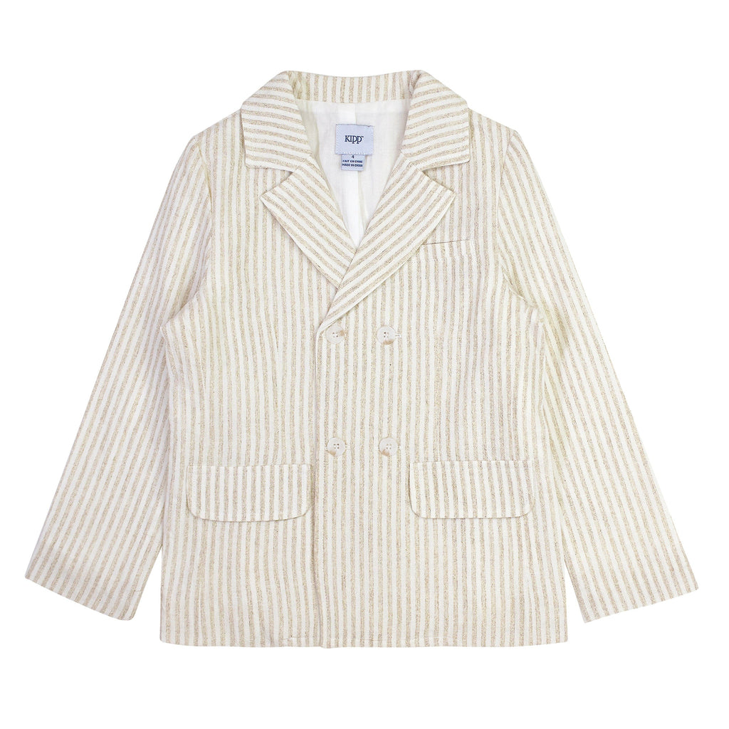 Kipp Blazer Jellybeanzkids Kipp Striped Linen Blazer- Stone