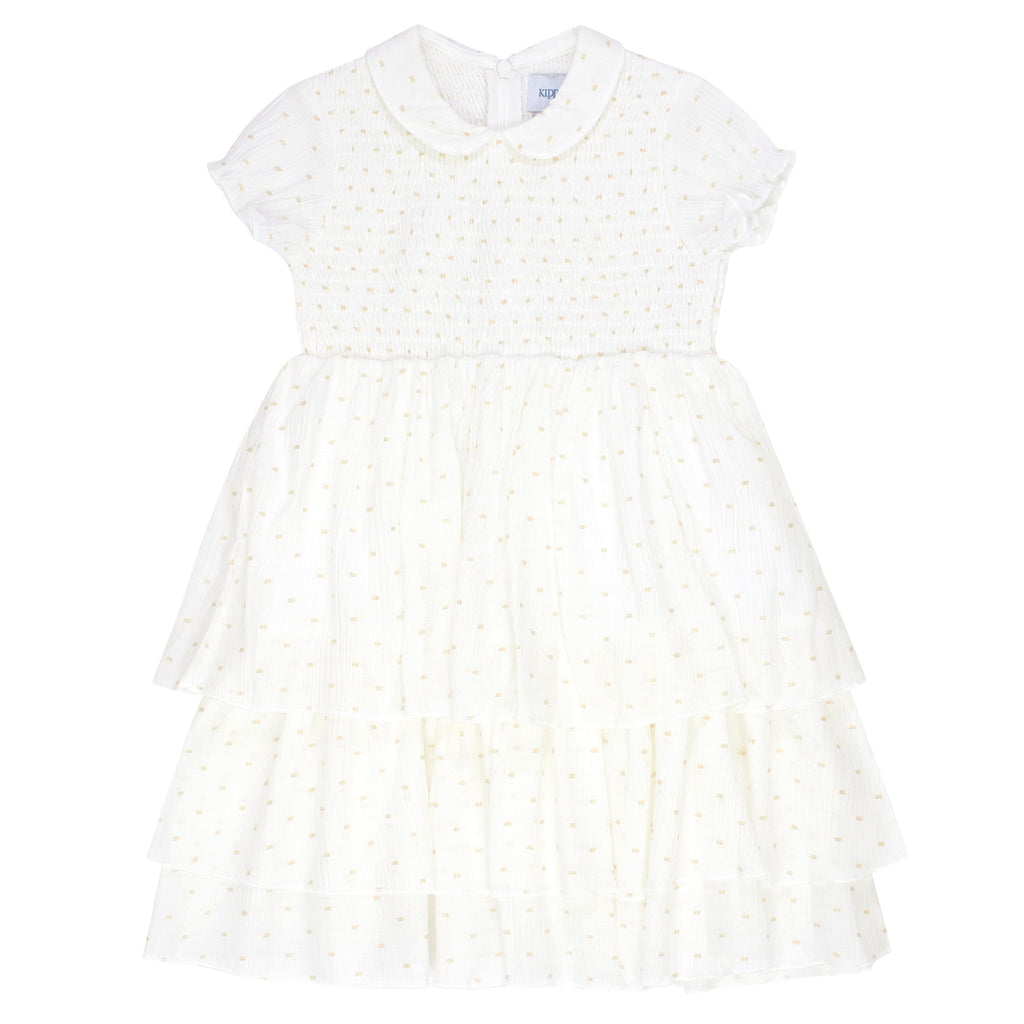 Kipp Dress Jellybeanzkids Kipp White Smocked Spot Dress
