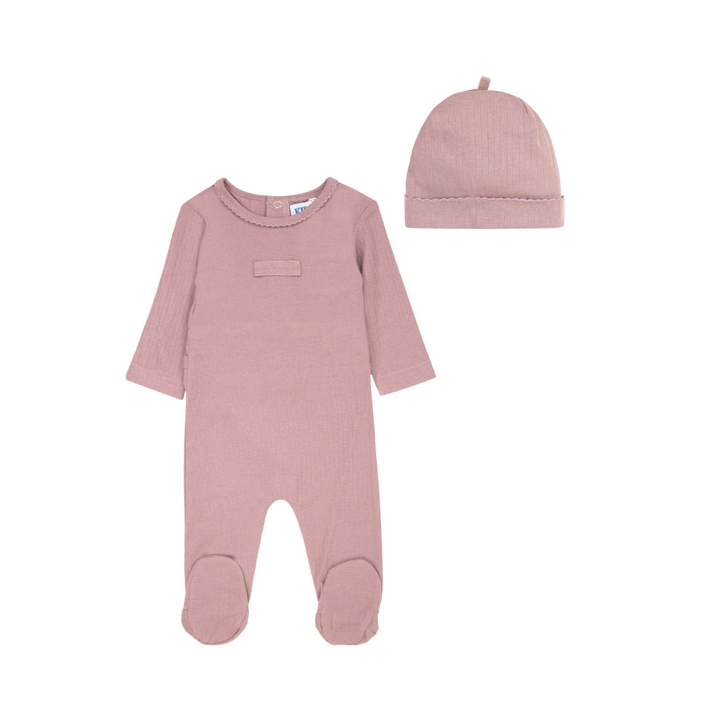 Kipp footie Jellybeanzkids Kipp Twill Tape Footie with Beanie- Mauve