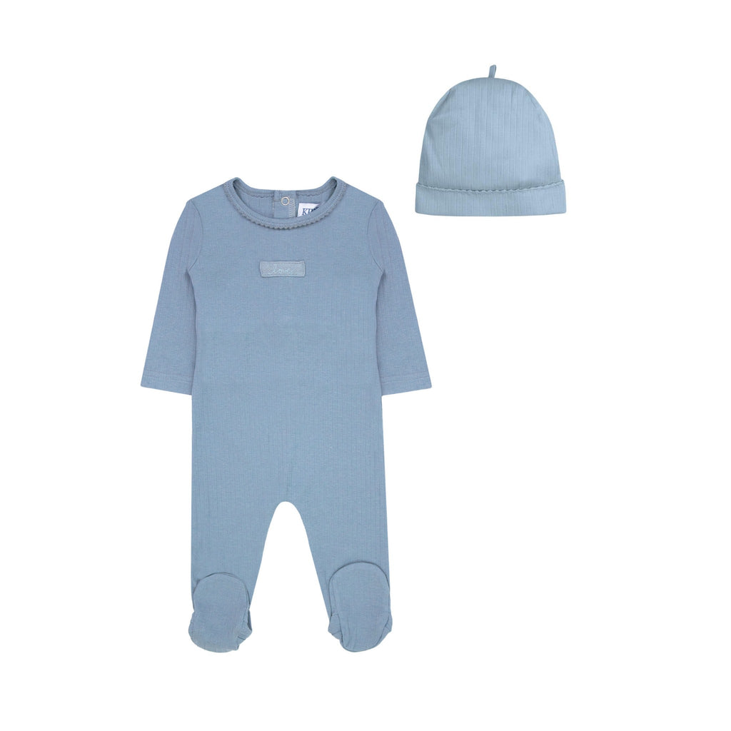 Kipp footie Jellybeanzkids Kipp Twill Tape Footie with Beanie- Sage