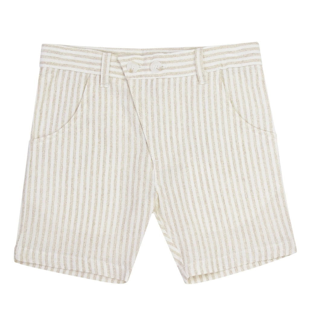 Kipp shorts Jellybeanzkids Kipp Striped Linen Shorts- Sand