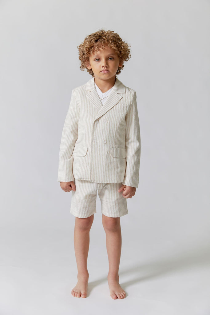 Kipp shorts Jellybeanzkids Kipp Striped Linen Shorts- Sand