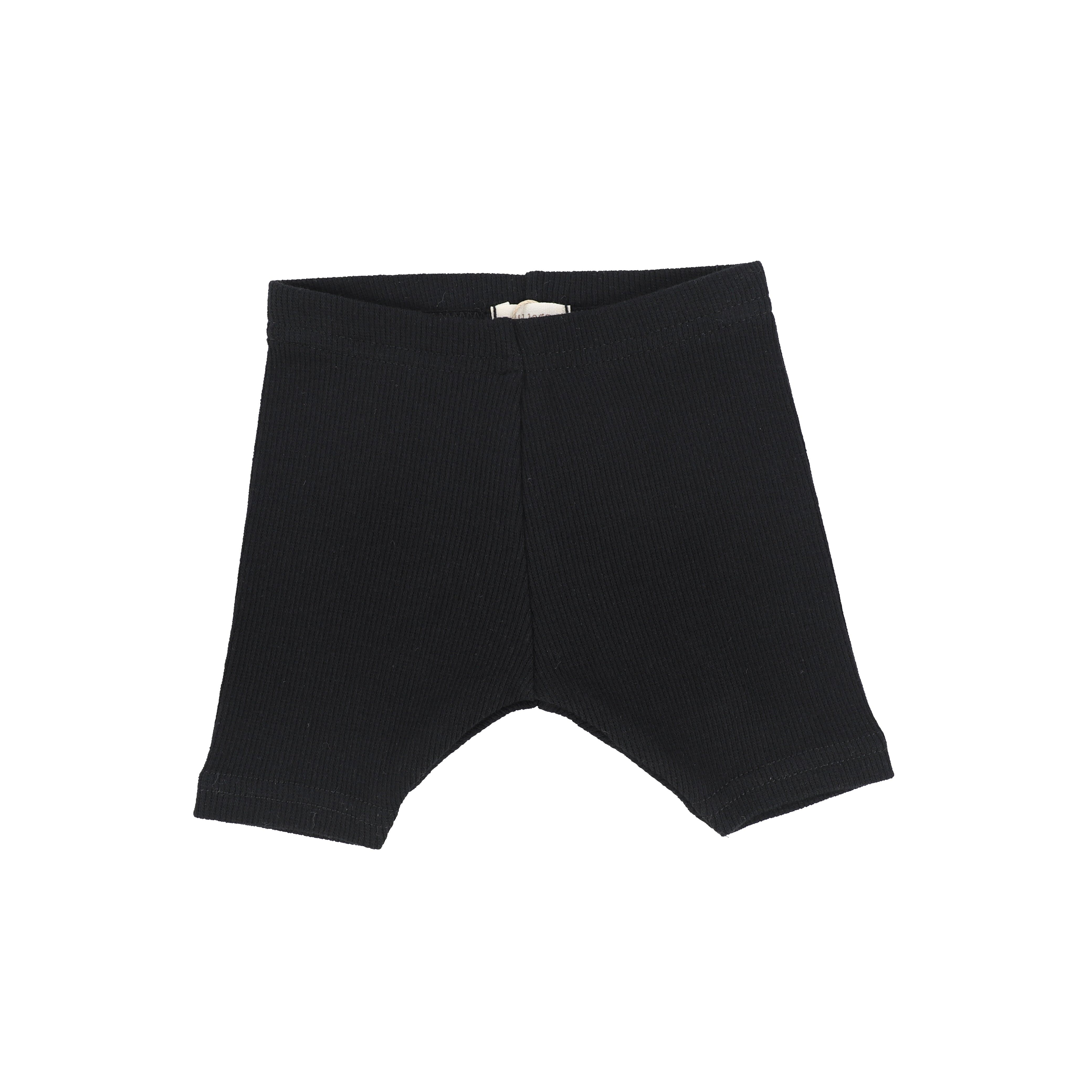 Lil Legs Ribbed Short Leggings- Black 9M - Main Image