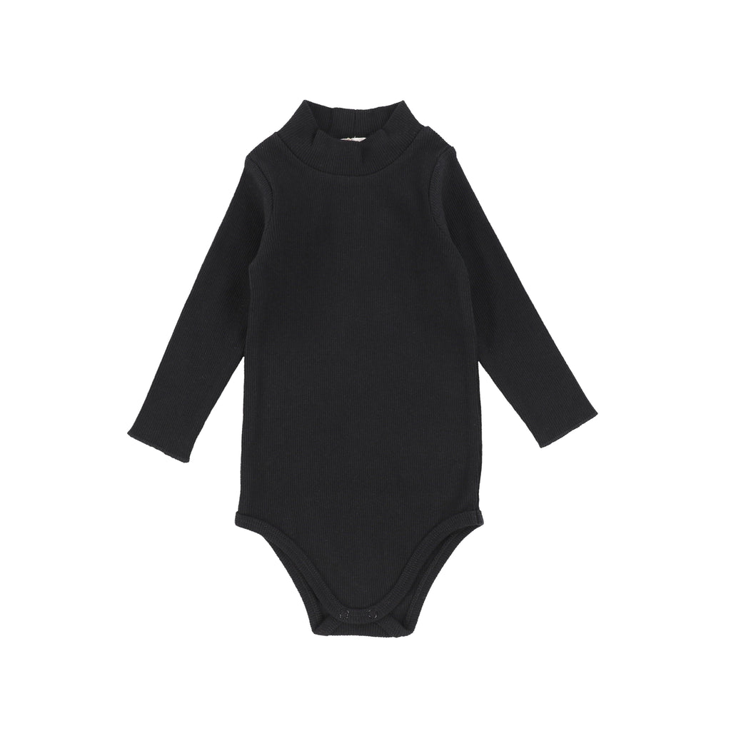 Lil Legs Leggings Jellybeanzkids Lil Legs Ribbed Mock Neck Onesie- Black