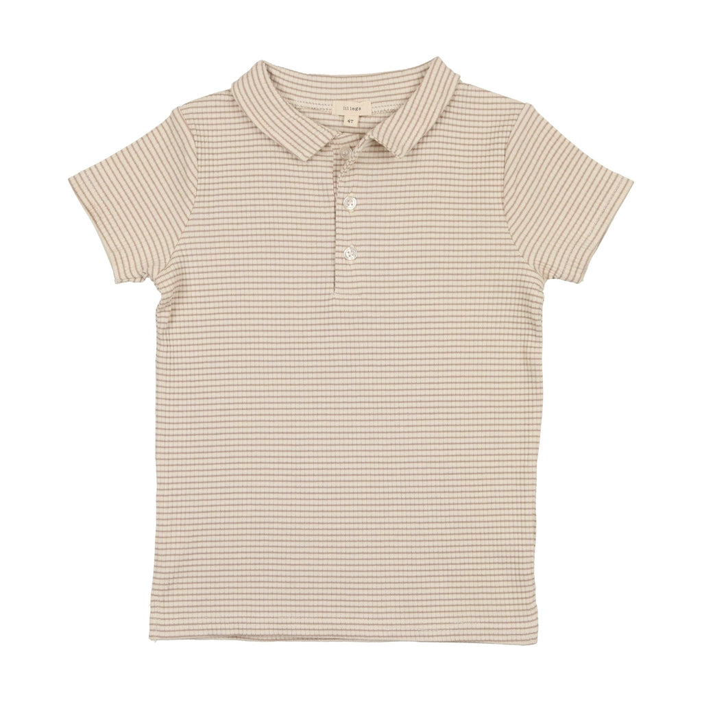 Lil Legs Polo Jellybeanzkids Lil Legs Short Sleeve Rib Polo- Tan Stripe