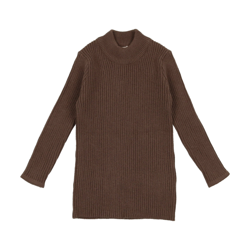 Lil Legs Sweater Jellybeanzkids Lil Legs Knit Mock Neck- Brown