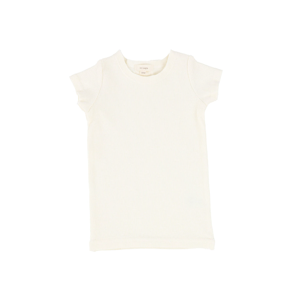 Lil Legs T-shirt Jellybeanzkids Lil Legs Ivory Ribbed Short Sleeve Tee