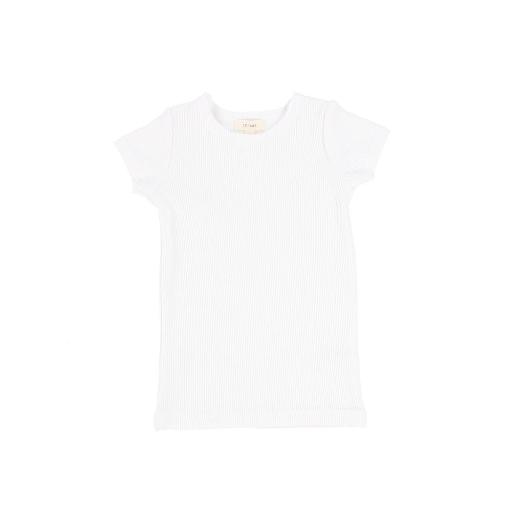 Lil Legs T-shirt Jellybeanzkids Lil Legs Pure White Ribbed Short Sleeve Tee