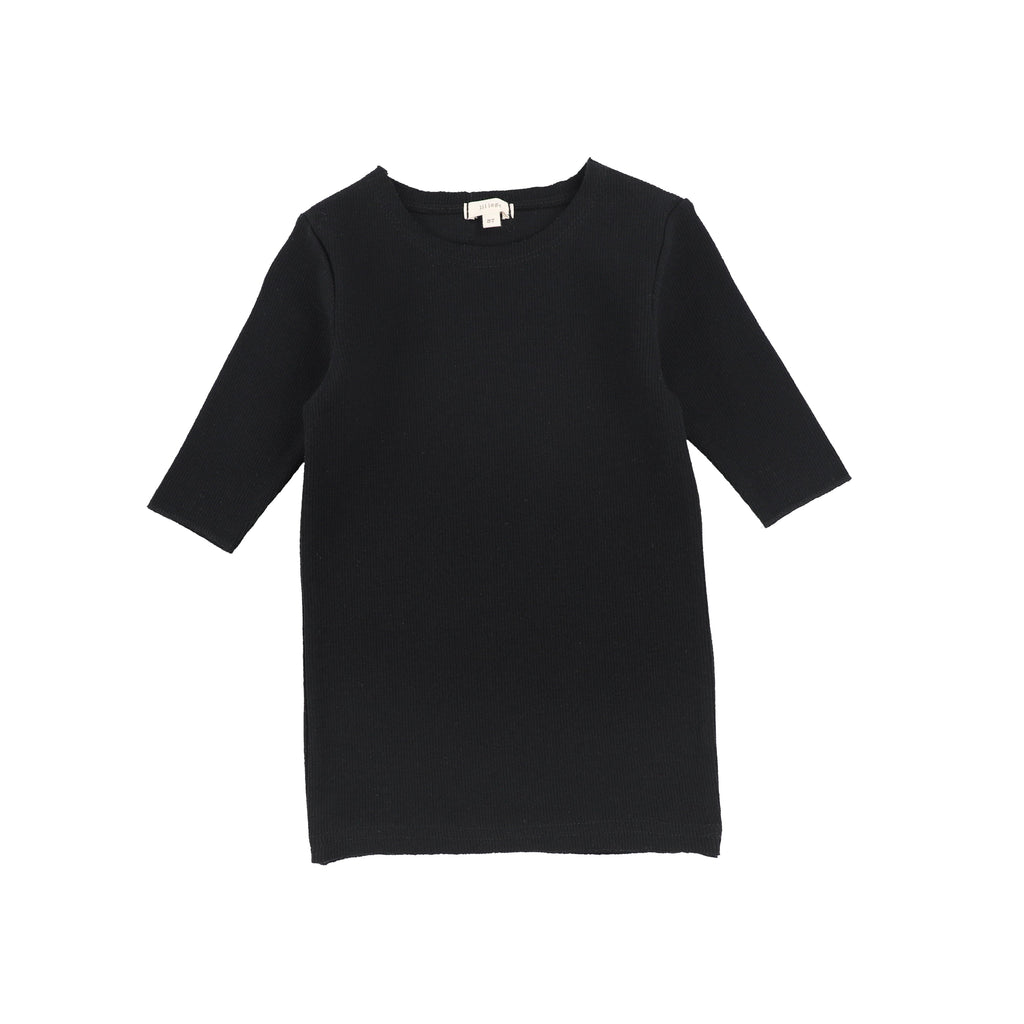 Lil Legs T-shirt Jellybeanzkids Lil Legs Ribbed Tee Three Quarter Sleeve- Black