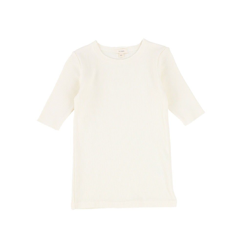 Lil Legs T-shirt Jellybeanzkids Lil Legs Ribbed Tee Three Quarter Sleeve- Ivory