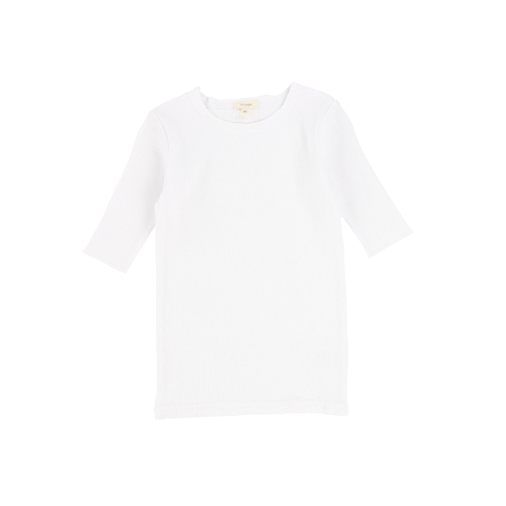 Lil Legs T-shirt Jellybeanzkids Lil Legs Ribbed Tee Three Quarter Sleeve-Winter White