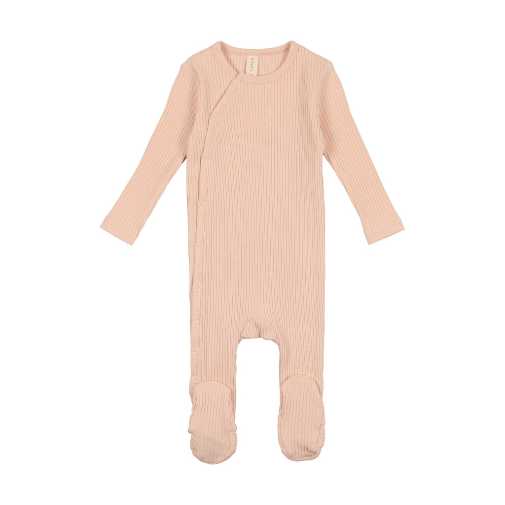 Lilette by Lil Legs Footie Jellybeanzkids Lillete Side Snap Rib Footie With Beanie- Peach