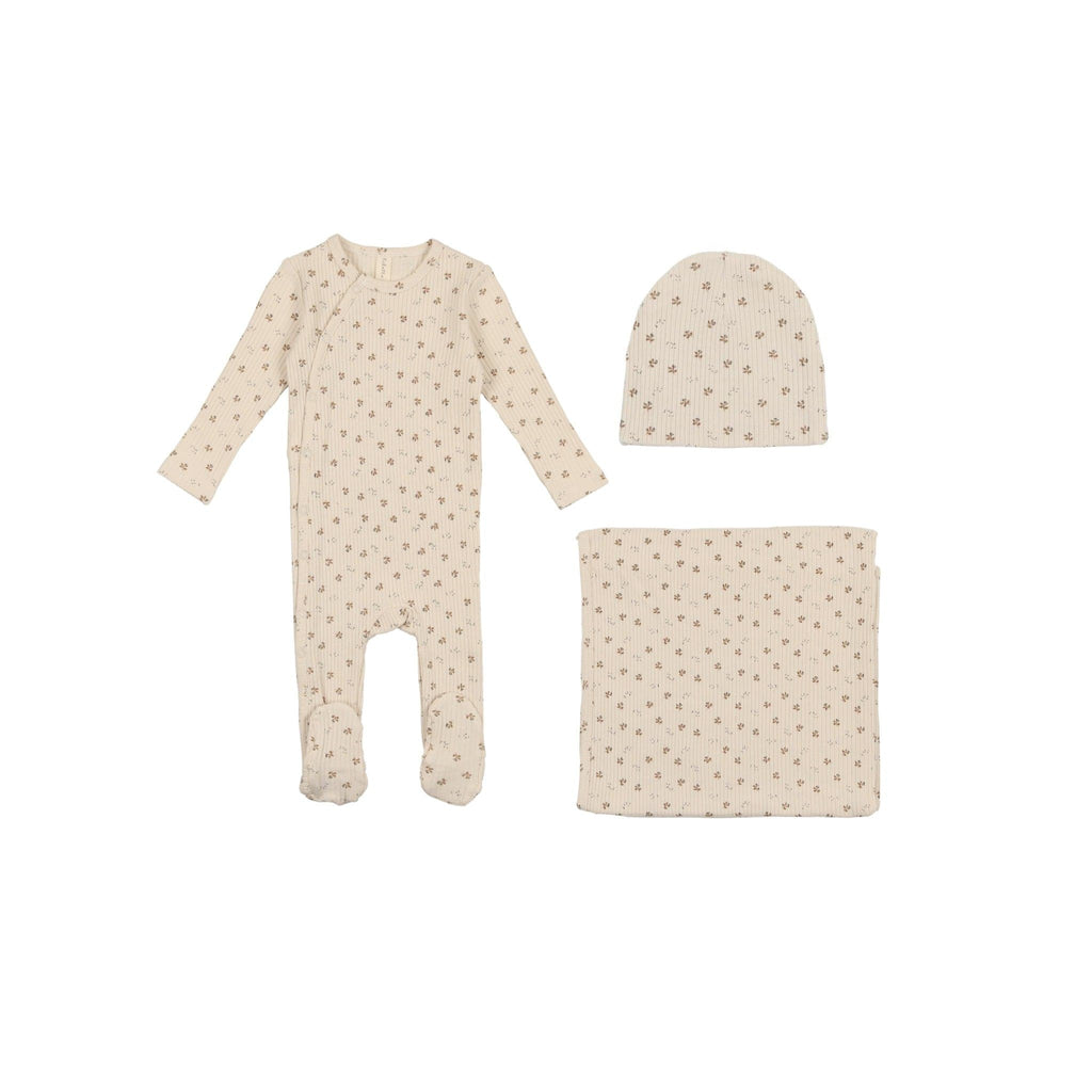 Lilette by Lil Legs Footie Jellybeanzkids Lillete Side Snap Rib Layette Set- Brushwood