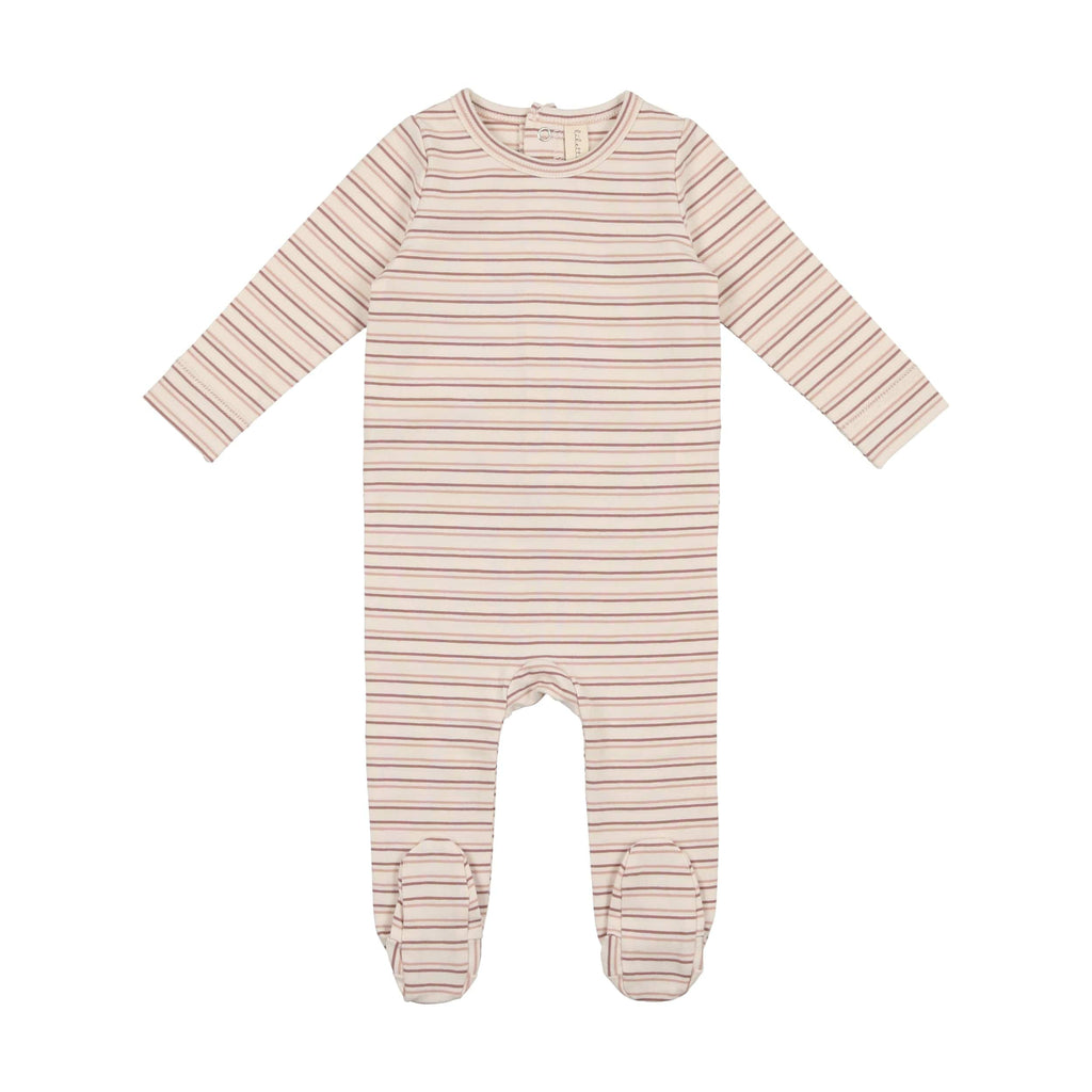 Lilette by Lil Legs Footie Jellybeanzkids Lillete Signature Stripe Footie- Roseberry