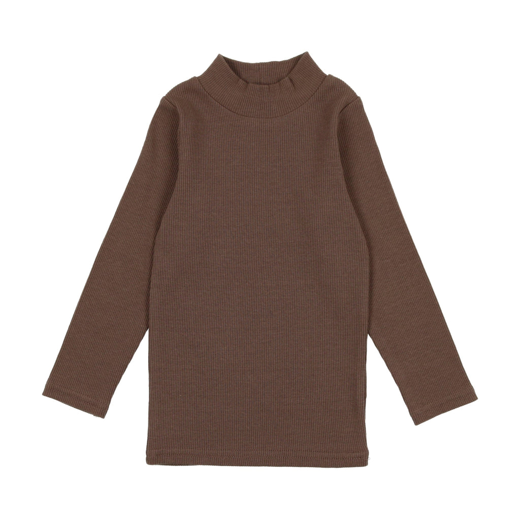 Lilette by Lil Legs Polo Jellybeanzkids Lil Legs Ribbed Mockneck-Taupe